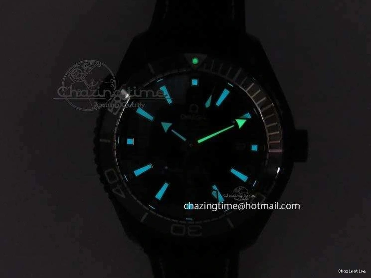 0427 Planet Ocean 45mm GMT DLC JHF Best Edition Black Dial On Rubber Strap A Durable 8194